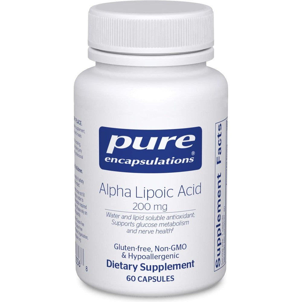 Pure Encapsulations Alpha Lipoic Acid 200mg front view bottle