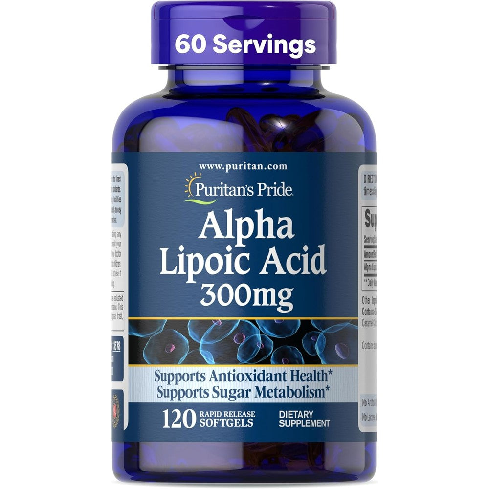 Puritan's Pride Alpha Lipoic Acid 300mg front bottle view