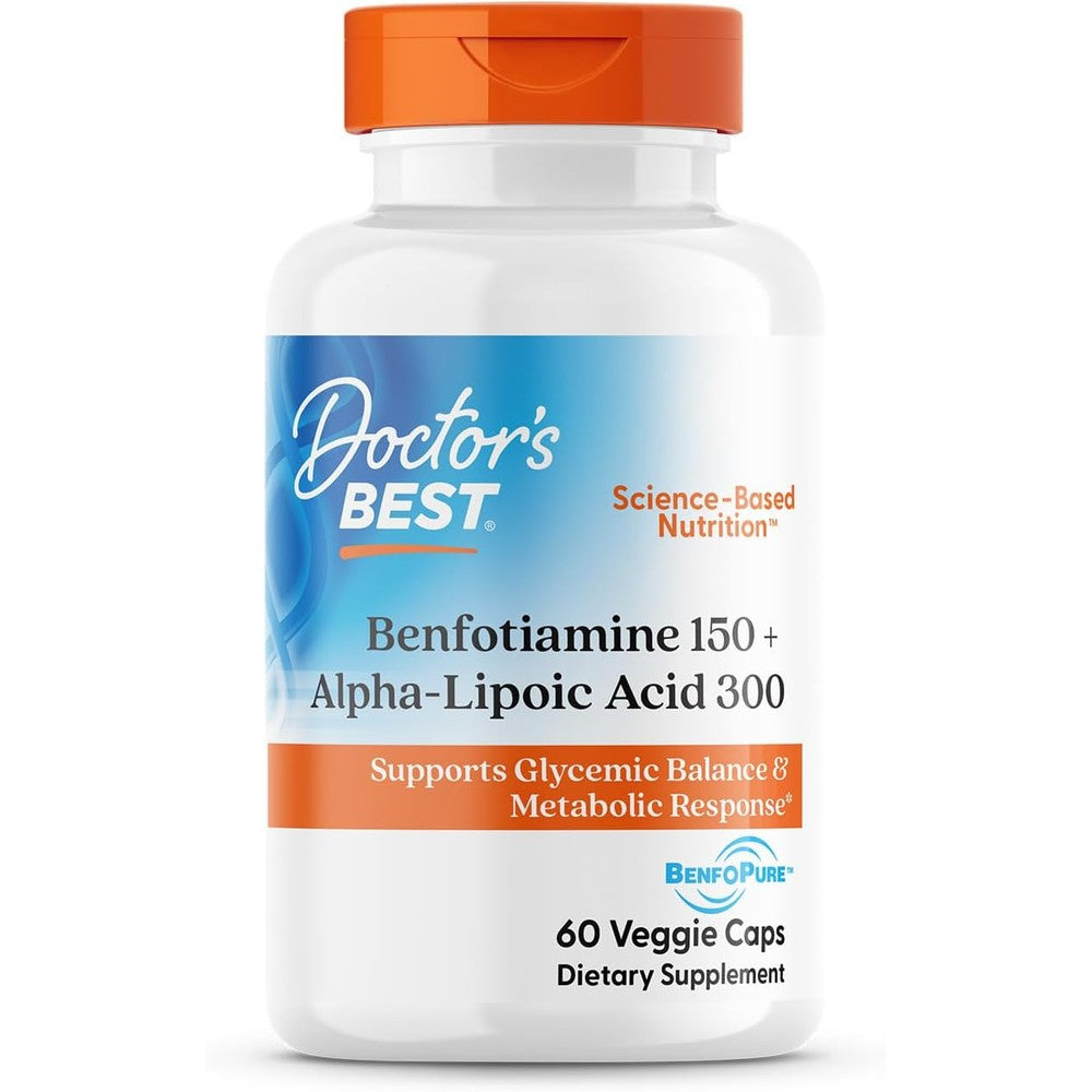 Doctor's Best Benfotiamine 150mg Plus Alpha-Lipoic Acid 300mg front view
