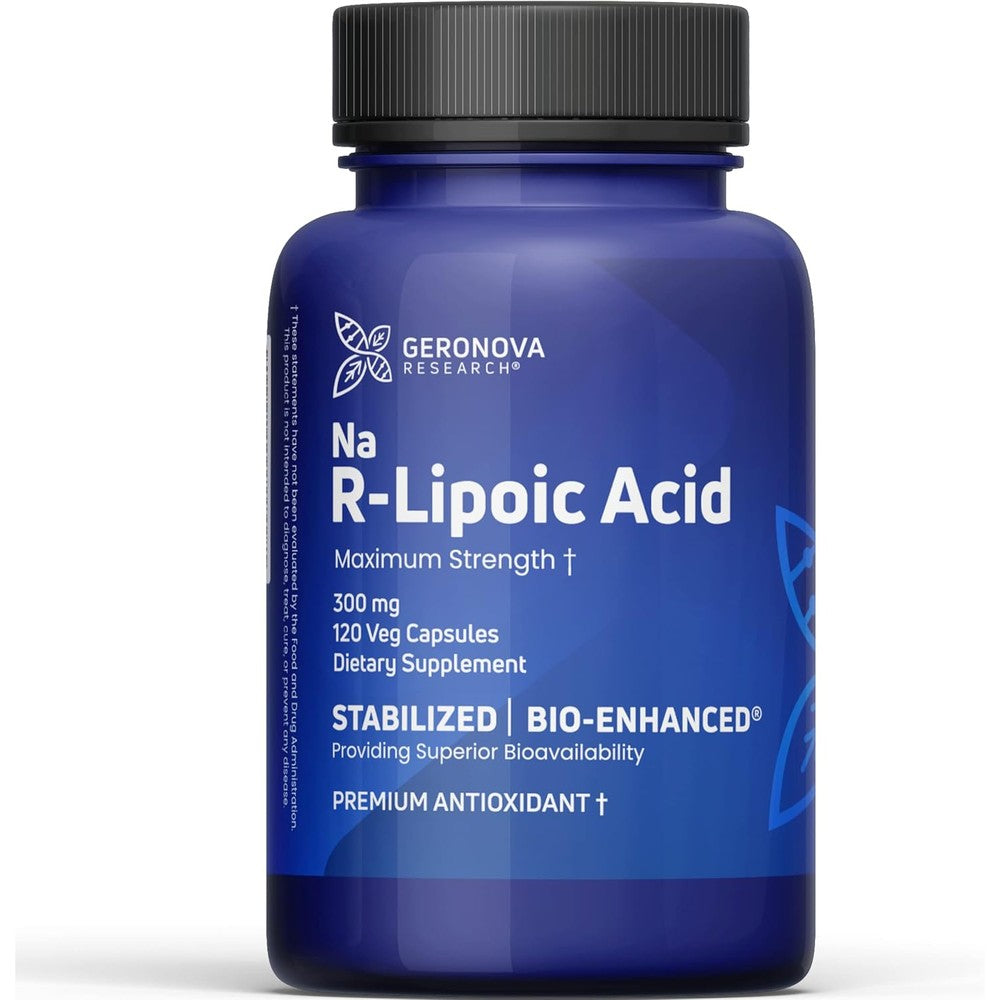 Geronova Research Bio-Enhanced R-Lipoic Acid 300mg bottle front view