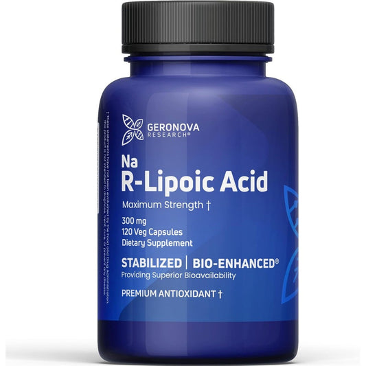 Geronova Research Bio-Enhanced R-Lipoic Acid 300mg bottle front view