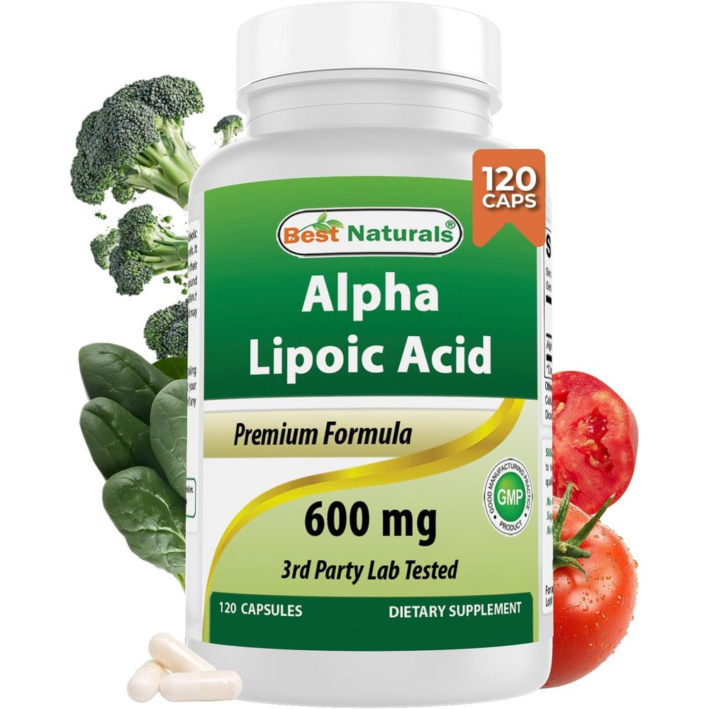 Best Naturals Alpha Lipoic Acid 600 mg bottle front view