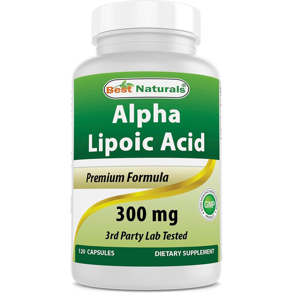 Best Naturals Alpha Lipoic Acid 300 mg front bottle view
