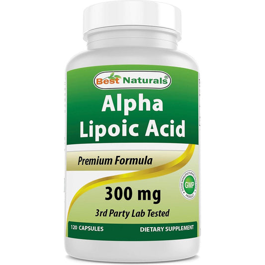 Best Naturals Alpha Lipoic Acid 300 mg front bottle view