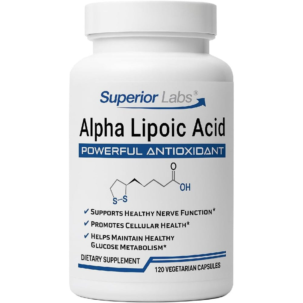 Superior Labs Alpha Lipoic Acid 600mg bottle front view for nerve support