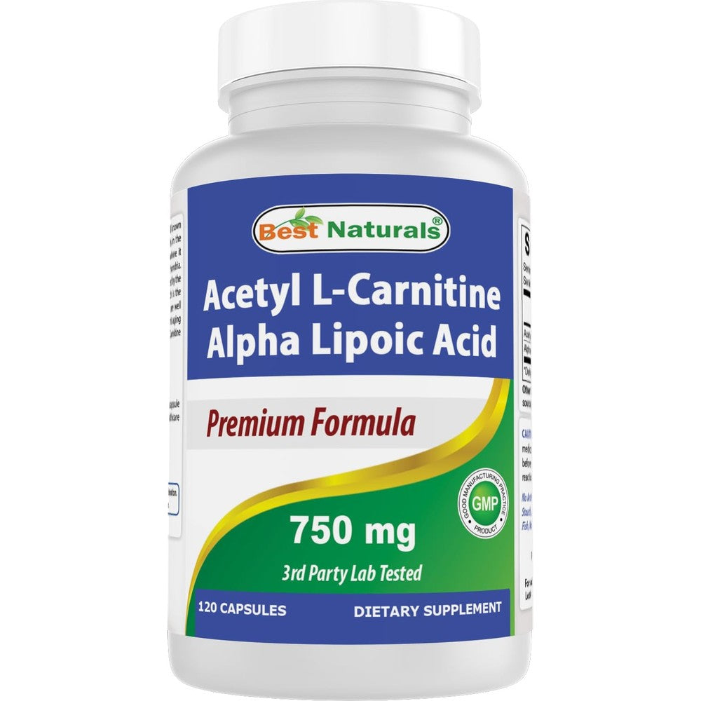 Best Naturals Acetyl L-Carnitine and Alpha Lipoic Acid 750 mg bottle front view