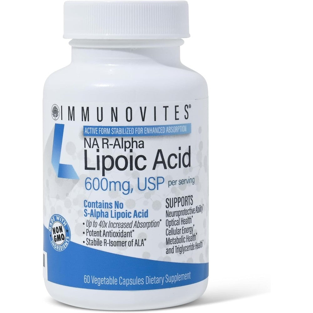 Immunovites Stabilized R-Alpha Lipoic Acid bottle front view