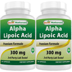 Best Naturals Alpha Lipoic Acid 300 milligrams capsules bottle front view showing brand label and count.