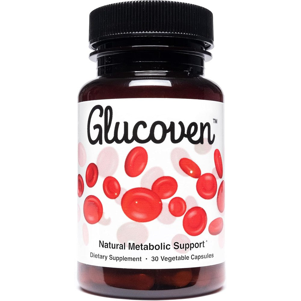 Glucoven Metabolic Support Supplement bottle front view showcasing clean vegan formula labels