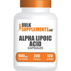 BulkSupplements Alpha Lipoic Acid 600mg front view supplement bottle