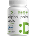 Deal Supplement Alpha Lipoic Acid 1000mg front view bottle for antioxidant support.