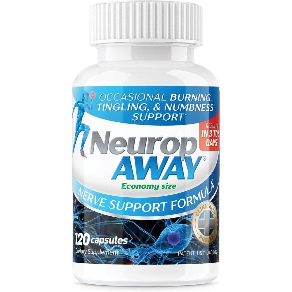 NeuropAWAY Nerve Support Supplement 120 Capsules front view for nerve health.
