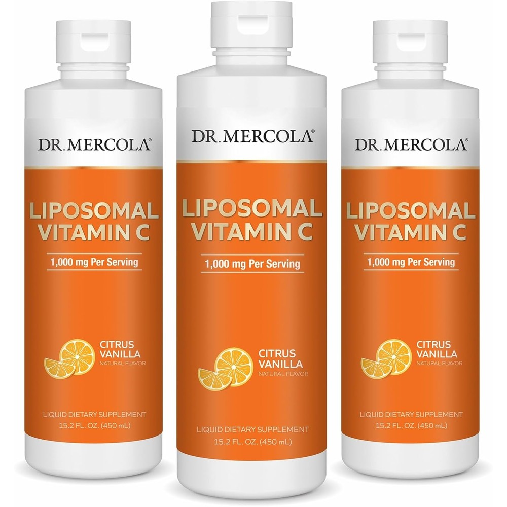 Dr. Mercola Liquid Liposomal Vitamin C 450 milliliters bottle front view showing product labels