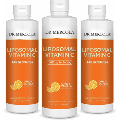 Dr. Mercola Liquid Liposomal Vitamin C 450 milliliters bottle front view showing product labels