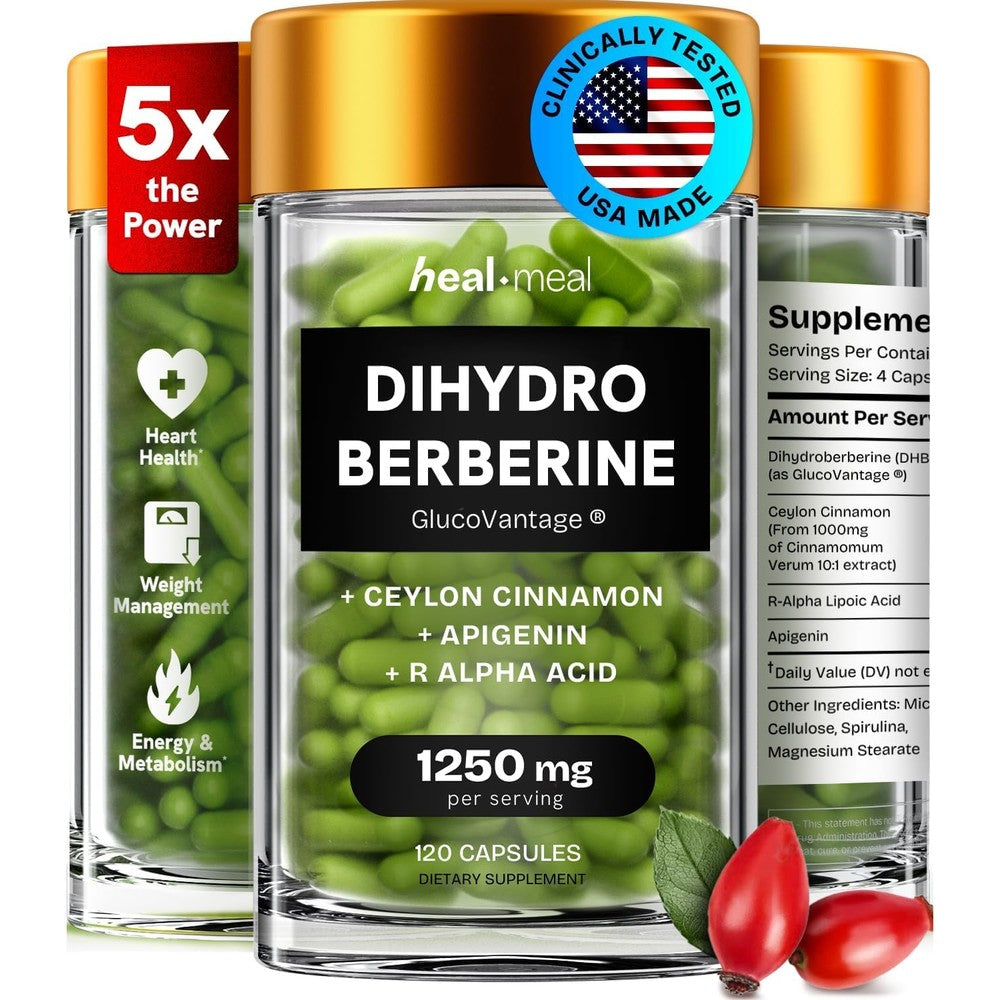 HealMeal Dihydroberberine front view showing supplement bottle for metabolic support