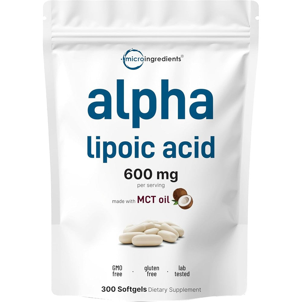 Micro Ingredients Alpha Lipoic Acid 600mg pouch front view highlighting bioavailable antioxidant support
