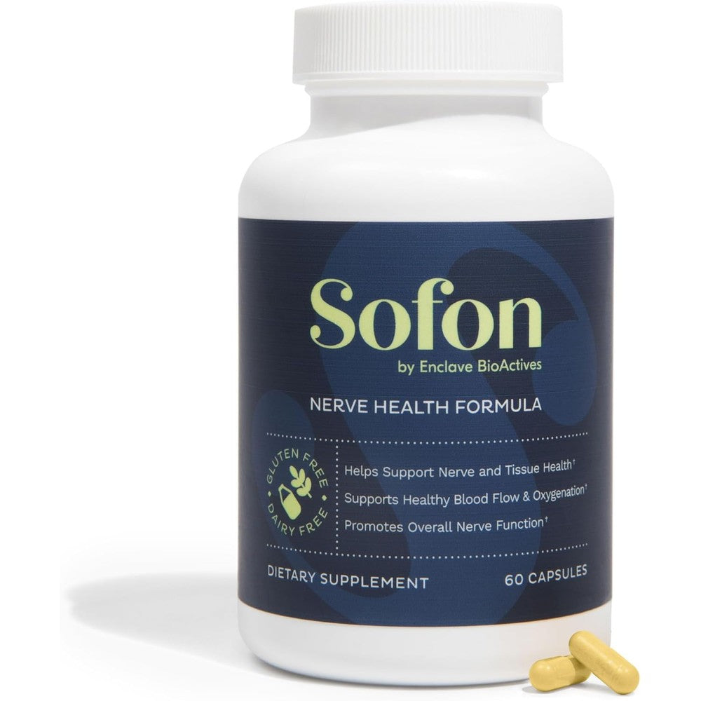Sofon Nerve Support Supplement 60 Veggie Capsules front bottle view for neuropathy relief