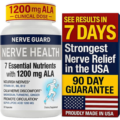 Nuturna Nerve Relief Neuropathy Sciatica Support Supplement front view showing bottle packaging