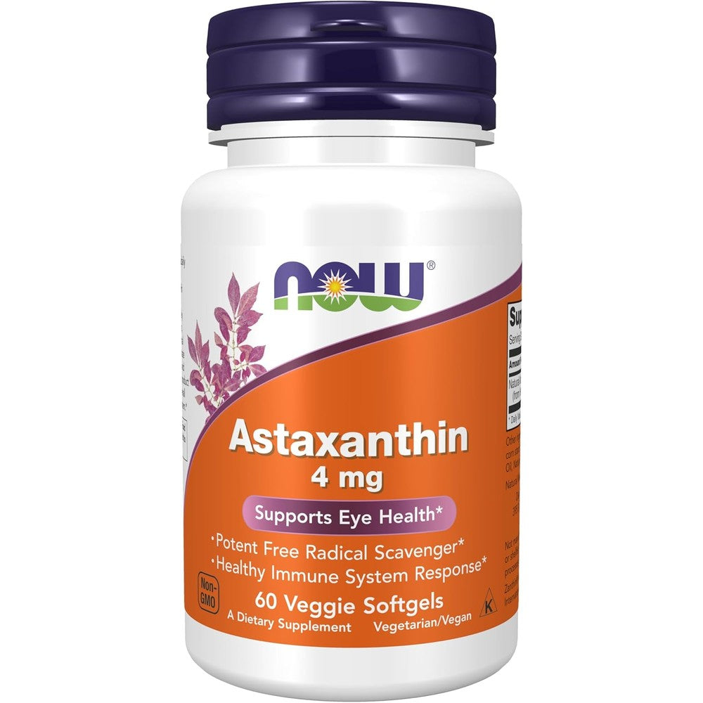 Now Foods Astaxanthin 4mg front view bottle for eye health support