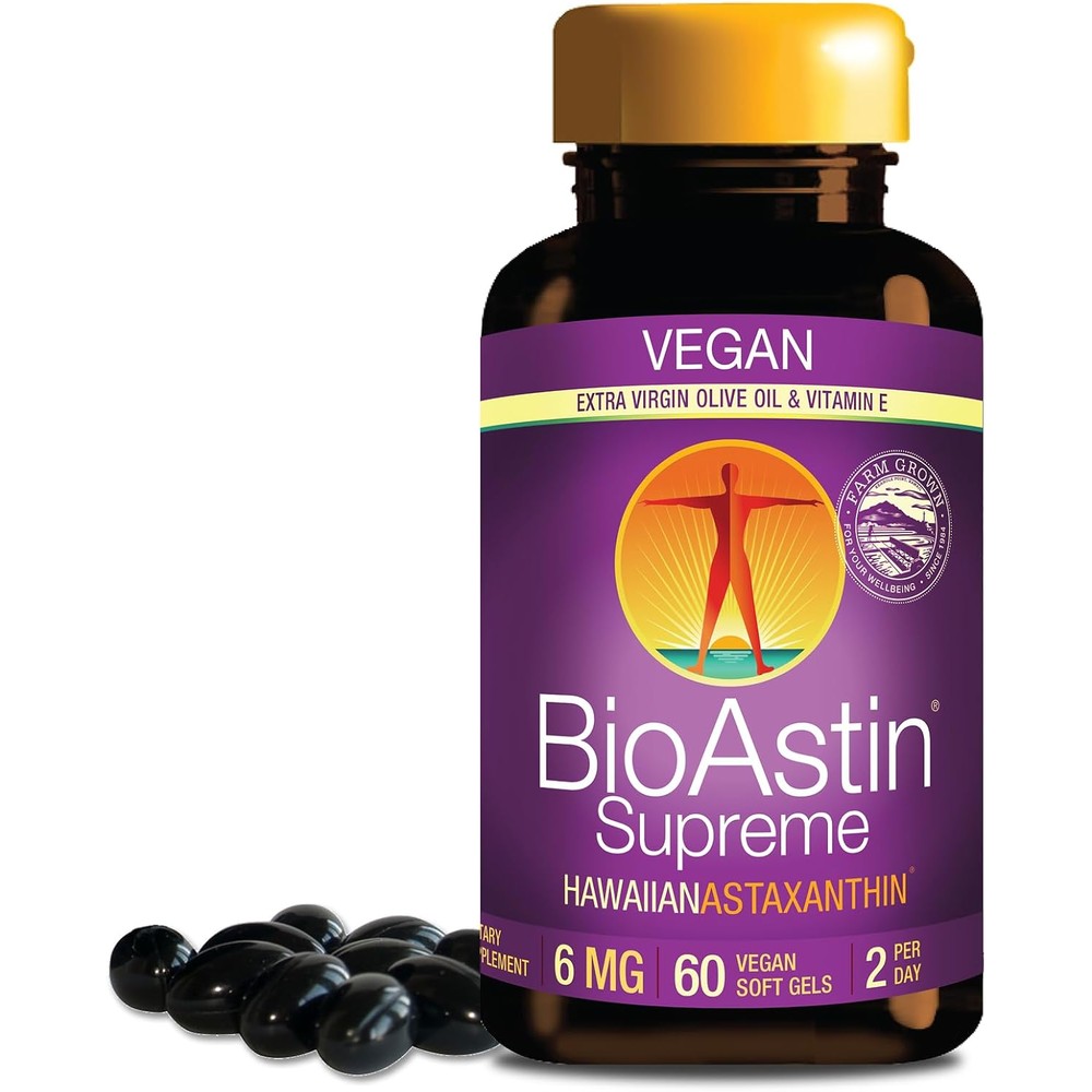 Nutrex Hawaii BioAstin Supreme 6mg 60 vegan softgels front view of the bottle