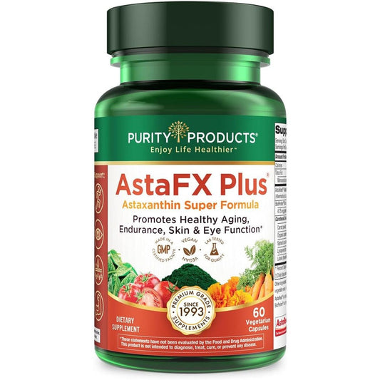 Purity Products AstaFX Plus Astaxanthin Super Formula front view bottle for antioxidant support