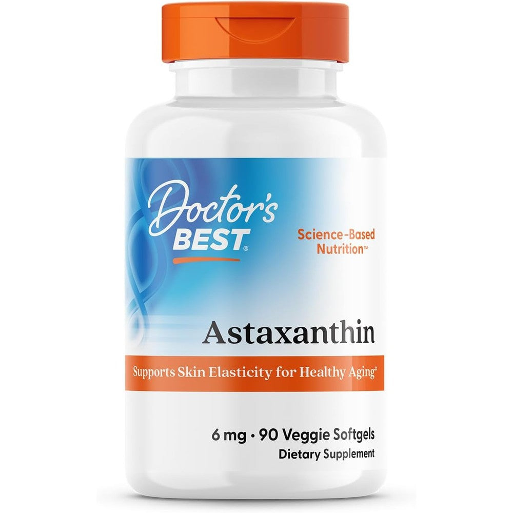 Doctor's Best Astaxanthin 6mg 90 vegetarian softgels front bottle view