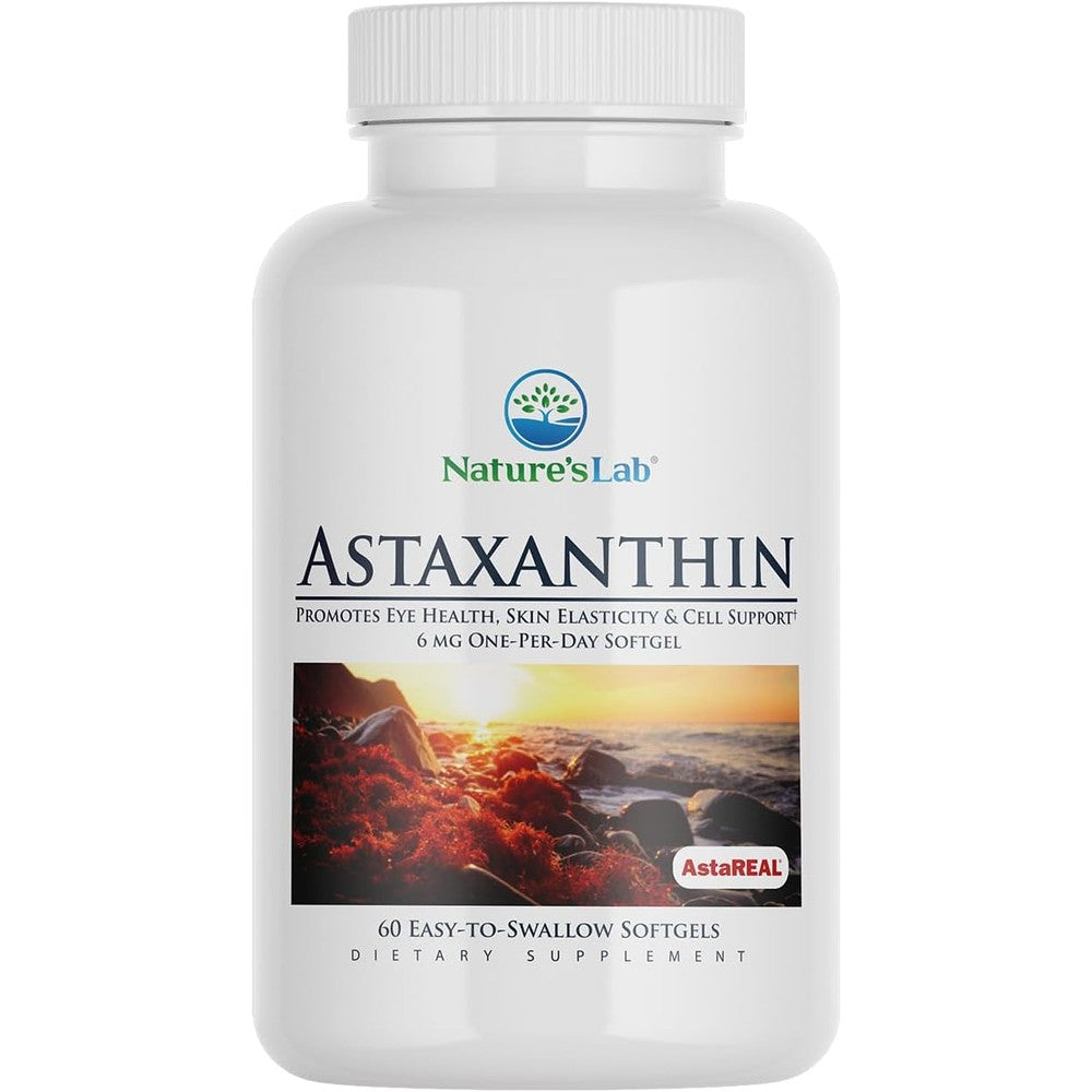 Nature's Lab AstaREAL Astaxanthin 6mg 60 capsules front bottle view