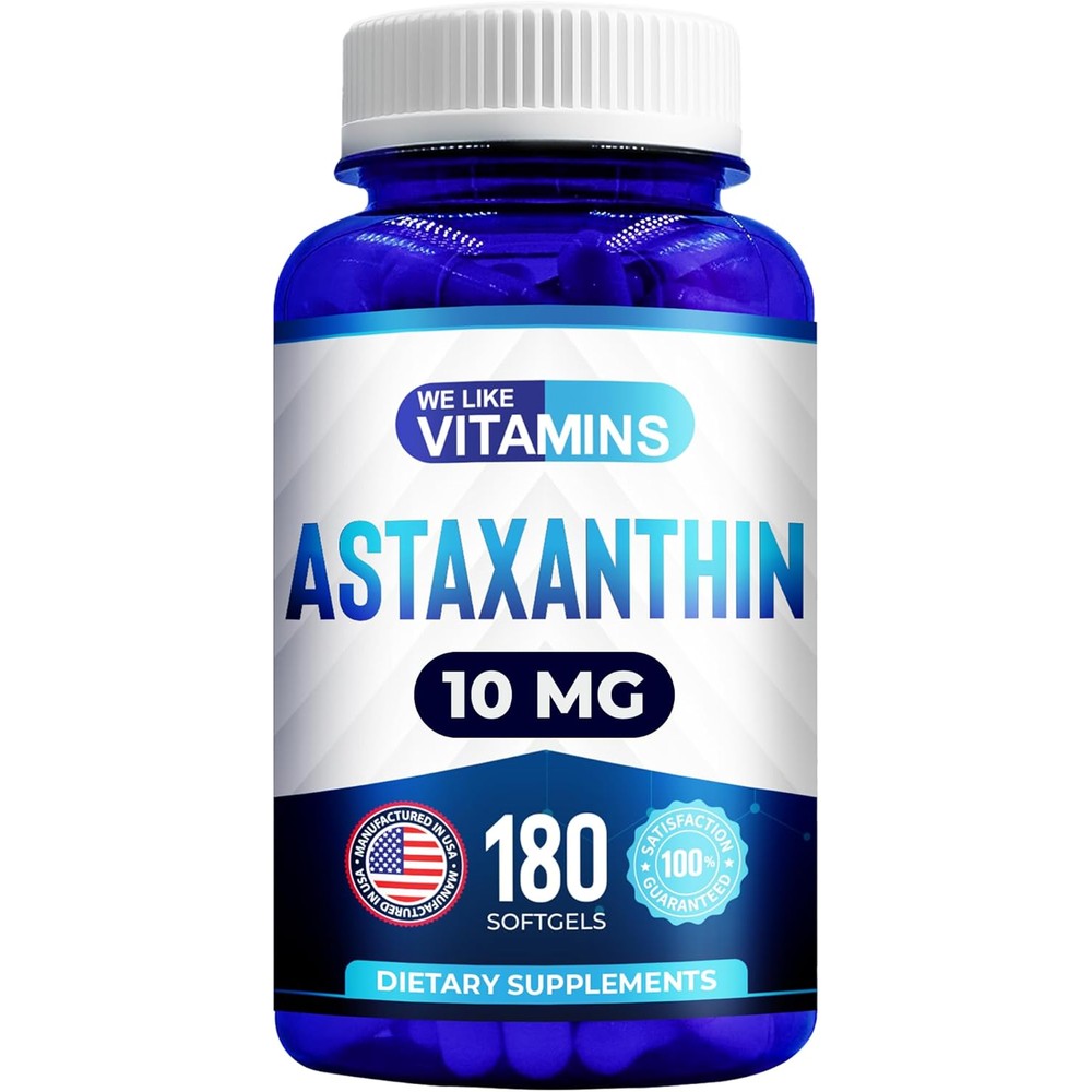 We Like Vitamins Astaxanthin 10mg bottle front view premium natural antioxidant supplement for immune defense