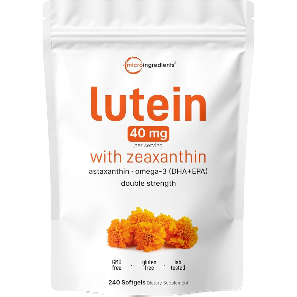 Micro Ingredients Lutein And Zeaxanthin 40mg Softgels front view bottle