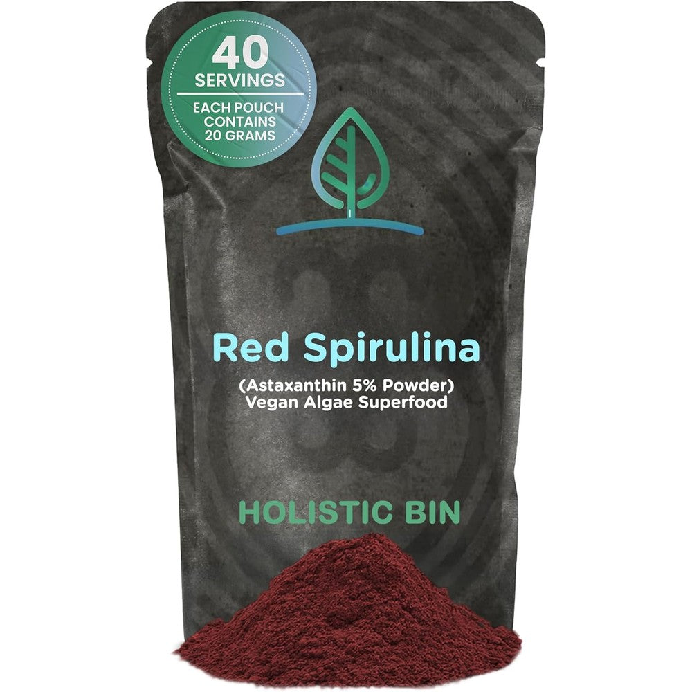 Holistic Bin Organic Astaxanthin Powder front view pouch on clean background