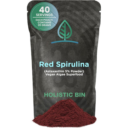 Holistic Bin Organic Astaxanthin Powder front view pouch on clean background