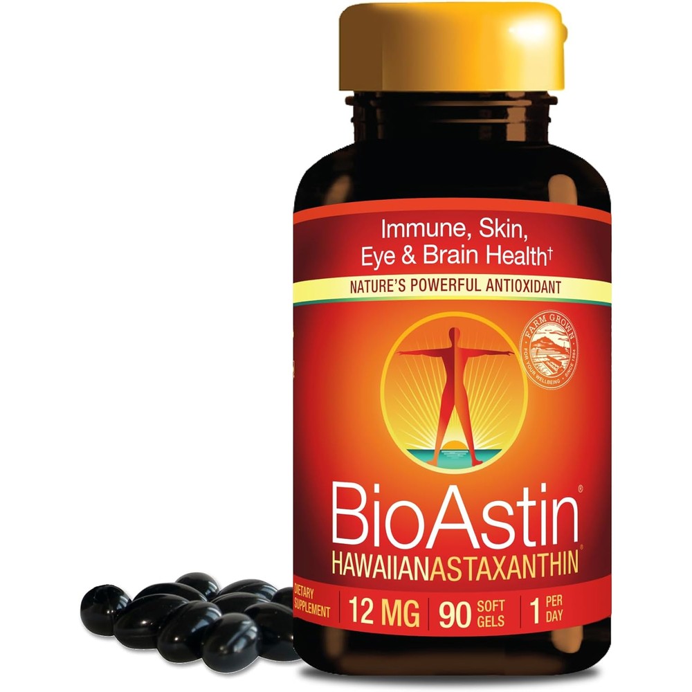 Nutrex Hawaii BioAstin Hawaiian Astaxanthin 12 mg 90 softgels front view bottle