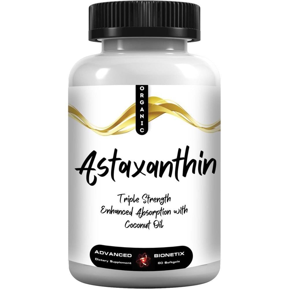 Advanced Bionetix Triple Strength AstaQuil Astaxanthin 60 softgels front packaging bottle for premium antioxidant support.