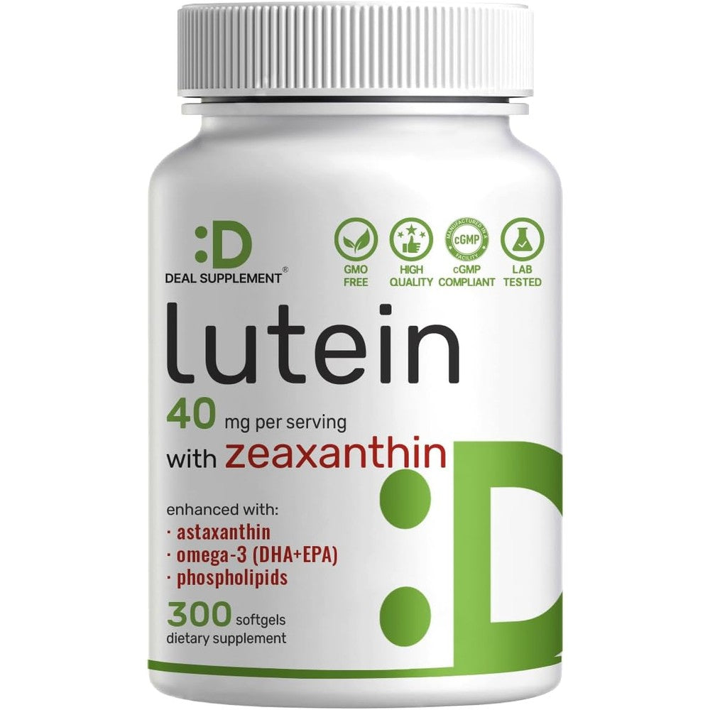 Deal Supplement Lutein And Zeaxanthin Extra Strength Eye Support Bottle Front View