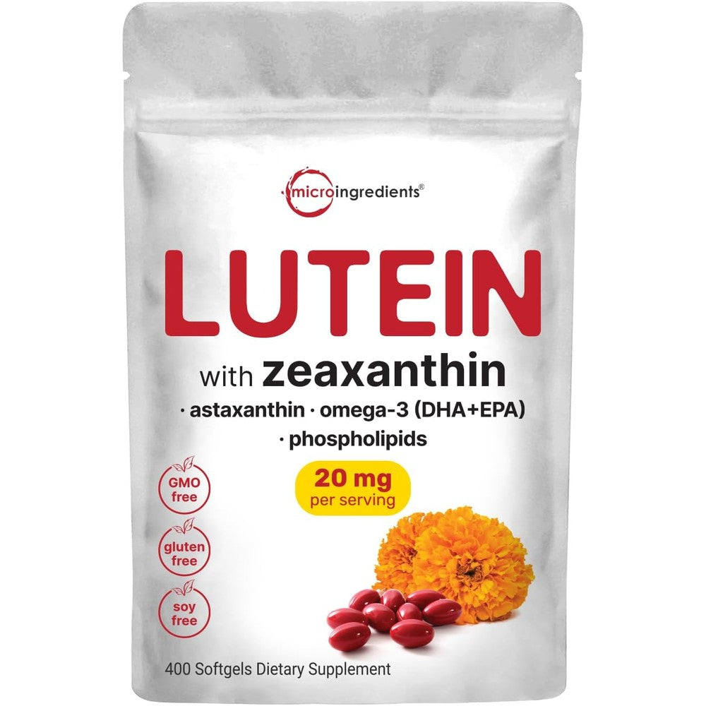 Micro Ingredients Lutein and Zeaxanthin 400 softgels bottle front view for premium eye health support
