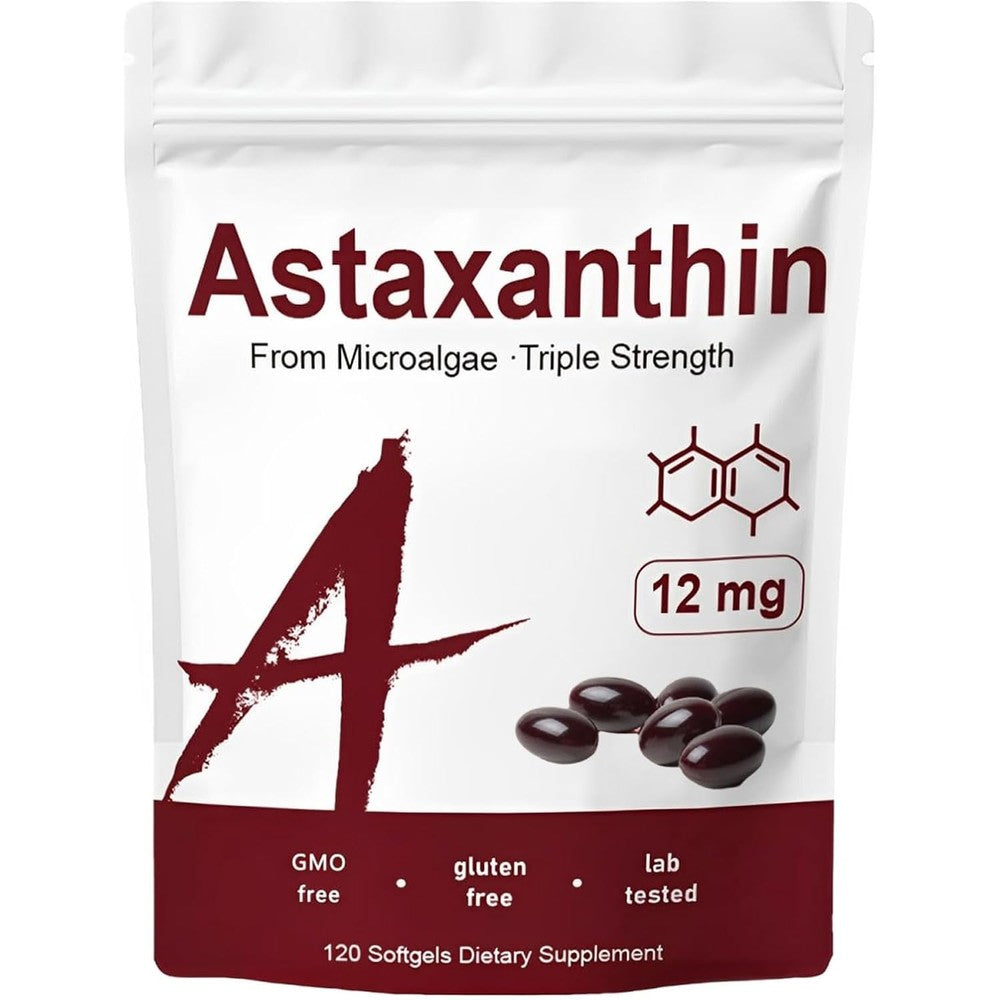 Rulinal Belano Astaxanthin 12mg 120 softgels pouch front view for antioxidant support