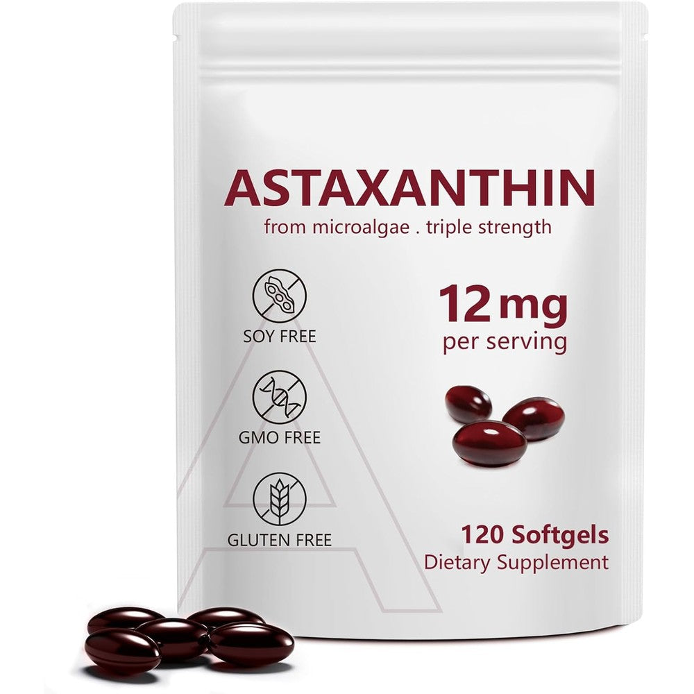 NenMaoKeNu Astaxanthin 12mg Softgels front bottle view antioxidant supplement