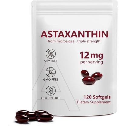 NenMaoKeNu Astaxanthin 12mg 120 softgels front view premium antioxidant supplement bottle
