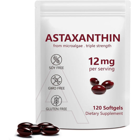 NenMaoKeNu Astaxanthin 12mg 120 softgels front view premium antioxidant supplement bottle