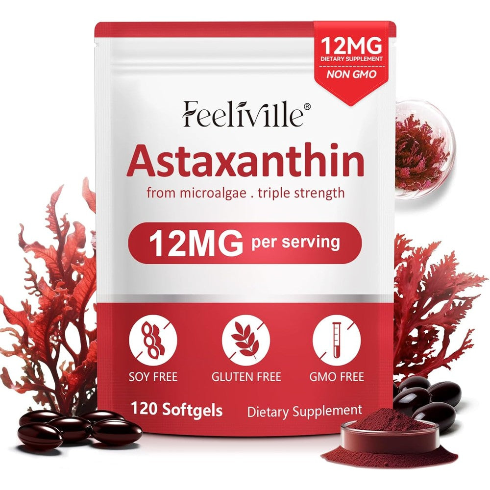 Vortexonix VOFANK Astaxanthin 12mg front view showing 120 softgels bottle for premium antioxidant support