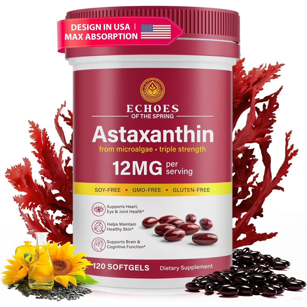 Echoes of the Spring Astaxanthin 12mg softgels front view bottle container