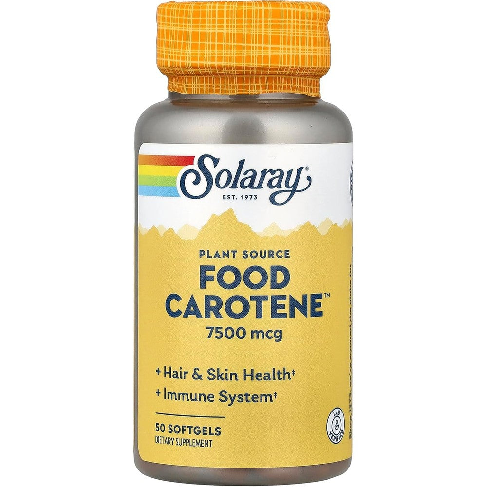 Solaray Food Carotene 50 Softgels front view bottle container