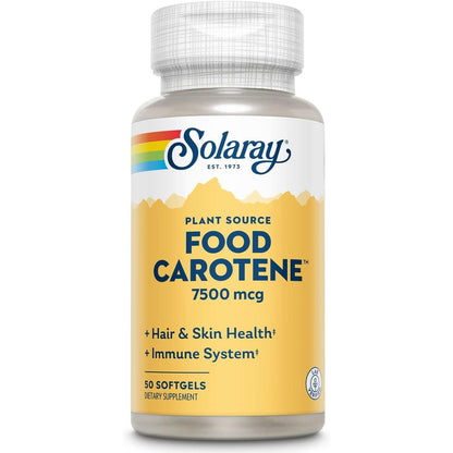 Solaray Food Carotene 25000 International Units bottle front view showing product labels