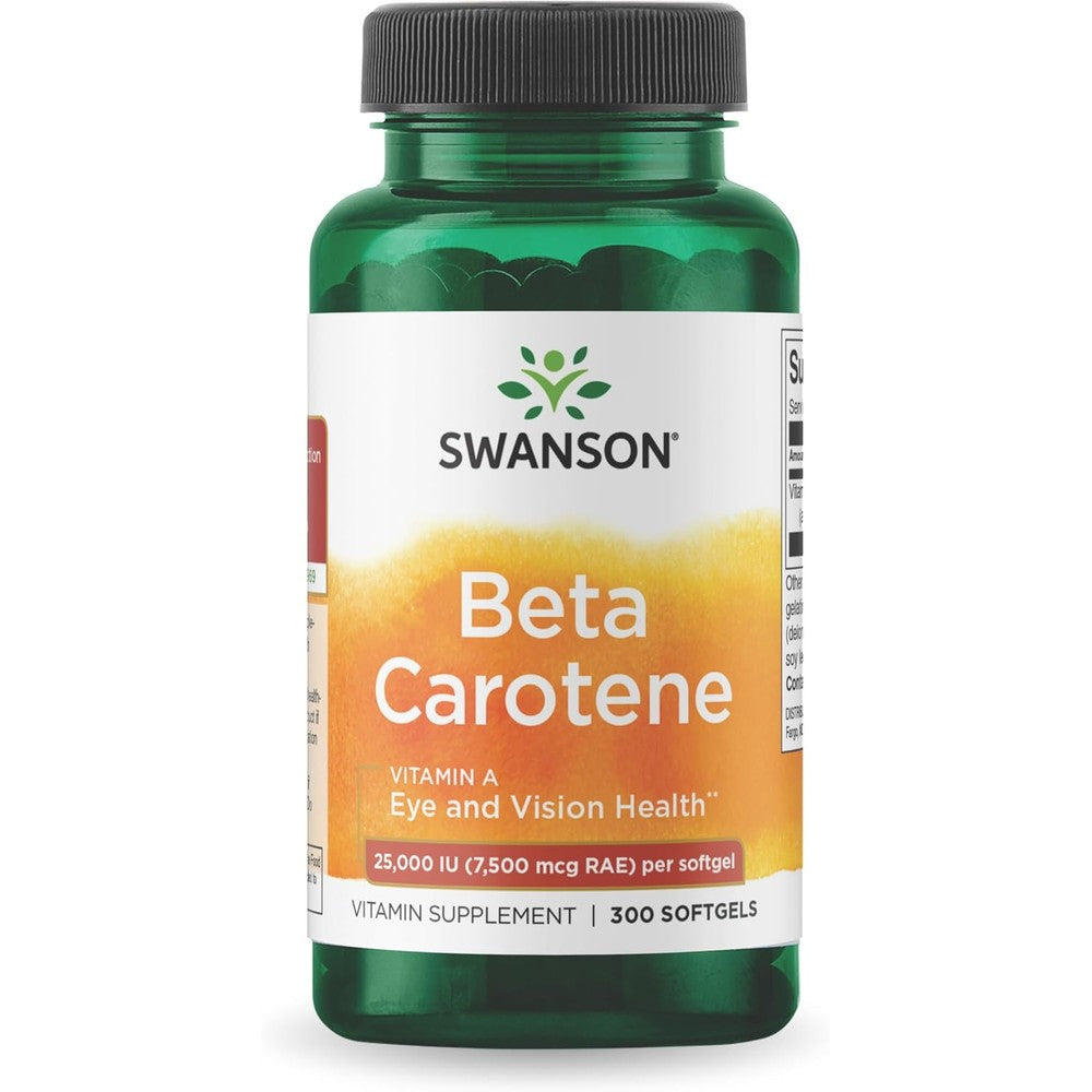 Swanson Beta-Carotene Vitamin A 25000 IU 300 softgels bottle front view