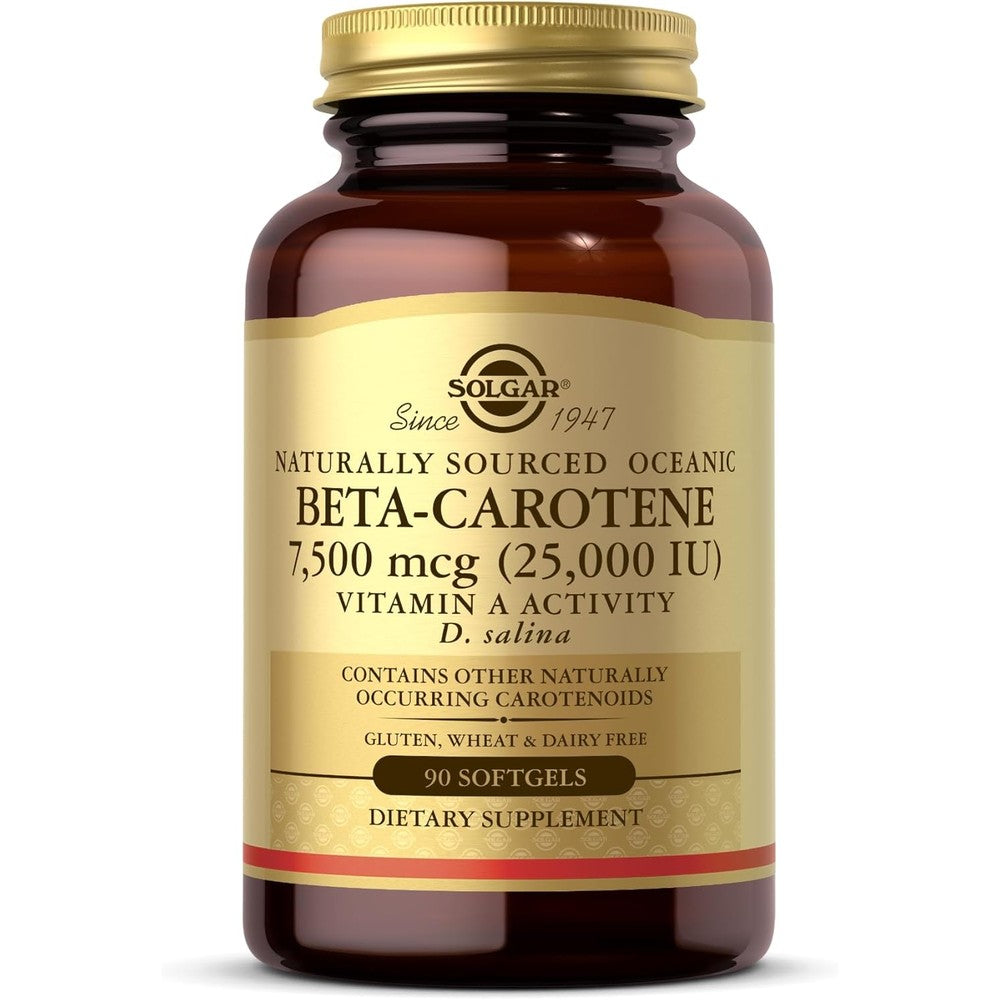 Solgar Oceanic Beta Carotene 25000 IU 90 softgels front bottle view