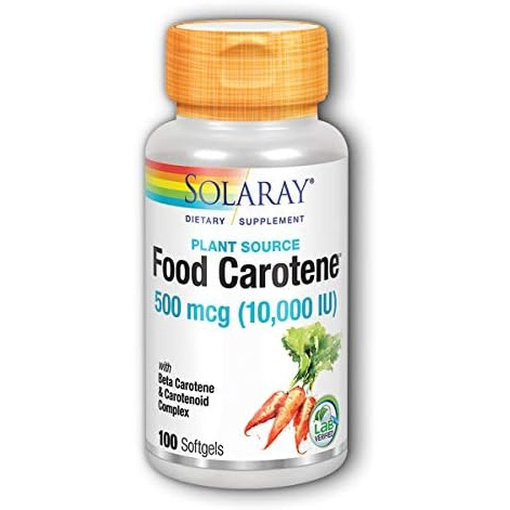Solaray Food Carotene Vitamin A 10000 IU 100 count bottle front view