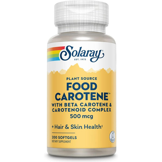 Solaray Food Carotene Vitamin A 10000 IU front view bottle for healthy skin