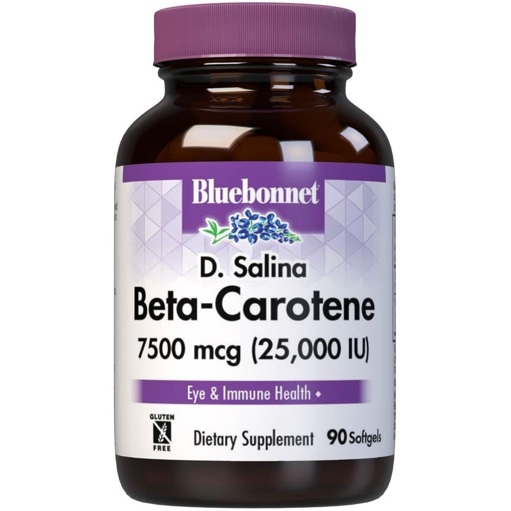 Bluebonnet Nutrition Mixed Beta Carotene 25000 IU 90 Softgels front bottle view for eye health support