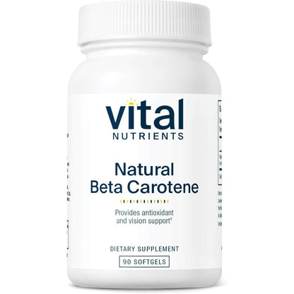 Vital Nutrients Natural Beta Carotene 25000 IU 90 softgels bottle front view for vision support