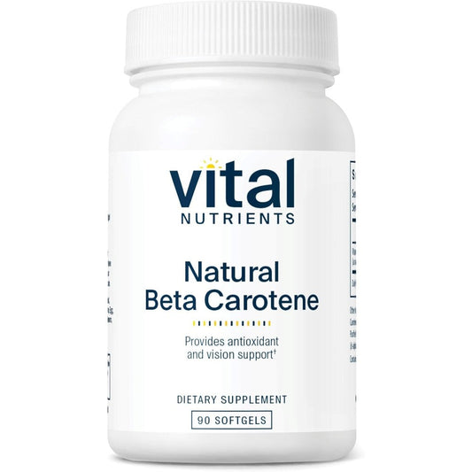 Vital Nutrients Natural Beta Carotene 25000 IU 90 softgels bottle front view for vision support